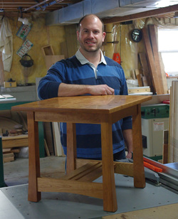 Aaron Maes with Custom Built Table